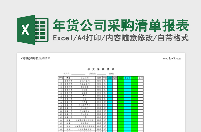 2025年货公司采购清单报表