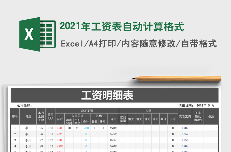 2025年工资表自动计算格式