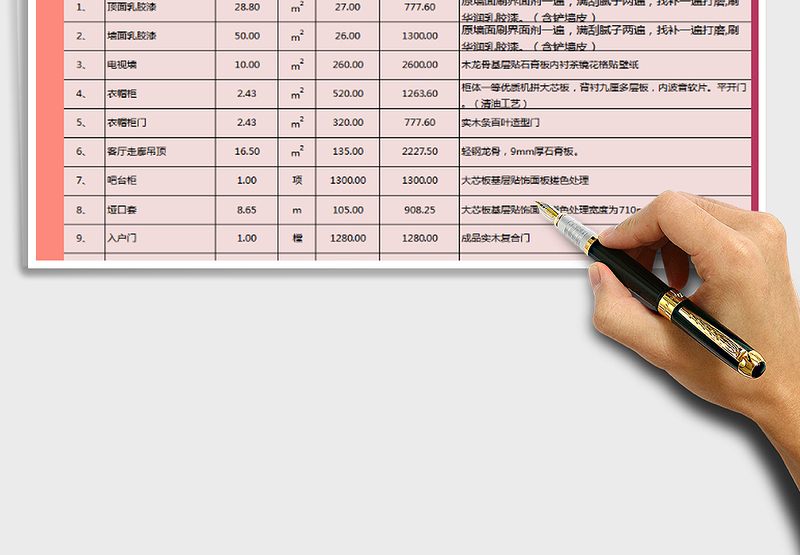 2025年工程明细表（报价明细表）