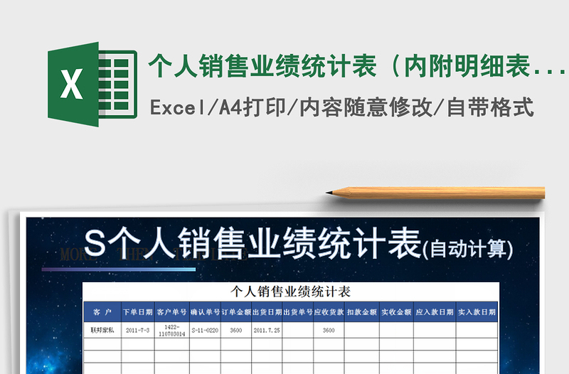 2025年个人销售业绩统计表（内附明细表）