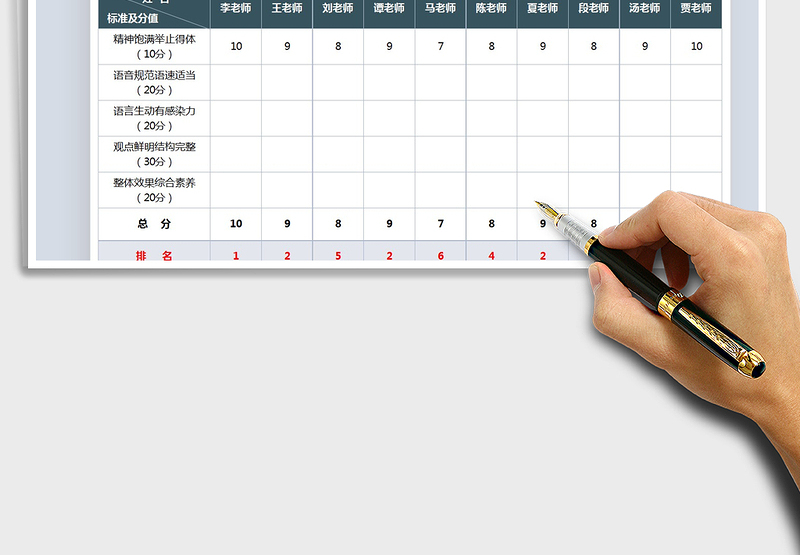 2025年幼儿园教师演讲比赛评分表免费下载