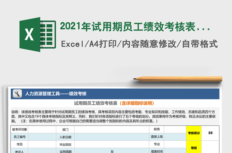 2025年试用期员工绩效考核表（含详细指标说明）