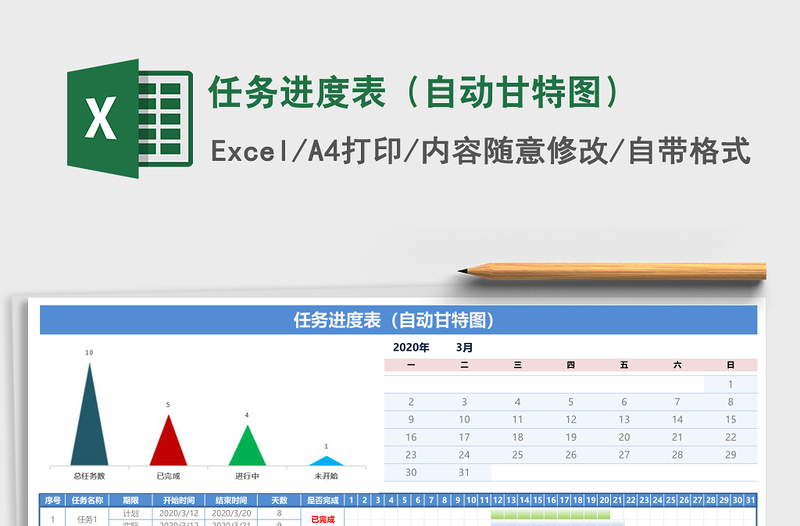 任务进度表（自动甘特图）