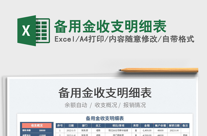 2024备用金收支明细表excel表格