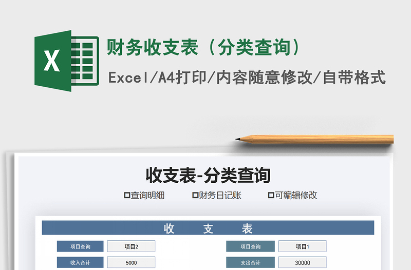 2025年财务收支表（分类查询）免费下载