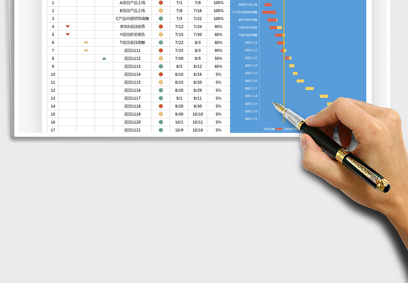2024工作项目进度表-追踪表（甘特图）excel表格