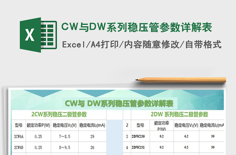 2025CW与DW系列稳压管参数详解表免费下载