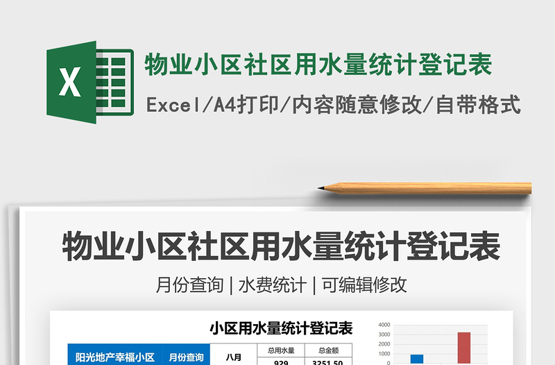 2025物业小区社区用水量统计登记表免费下载