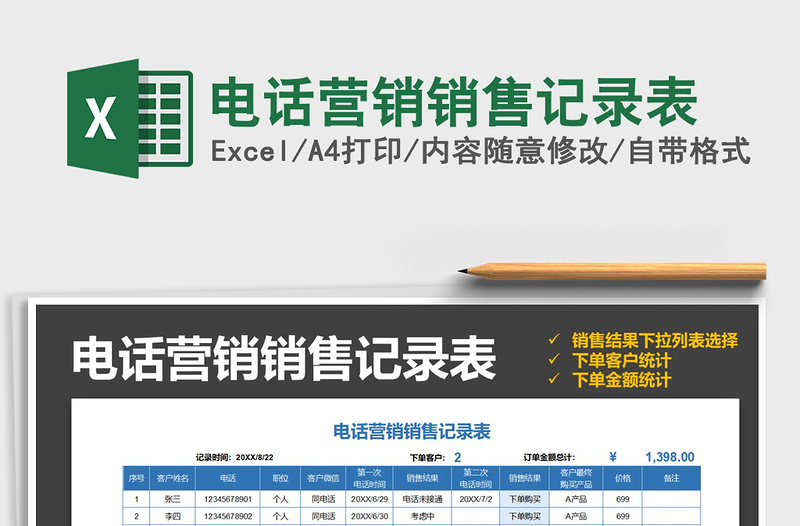 2025年电话营销销售记录表