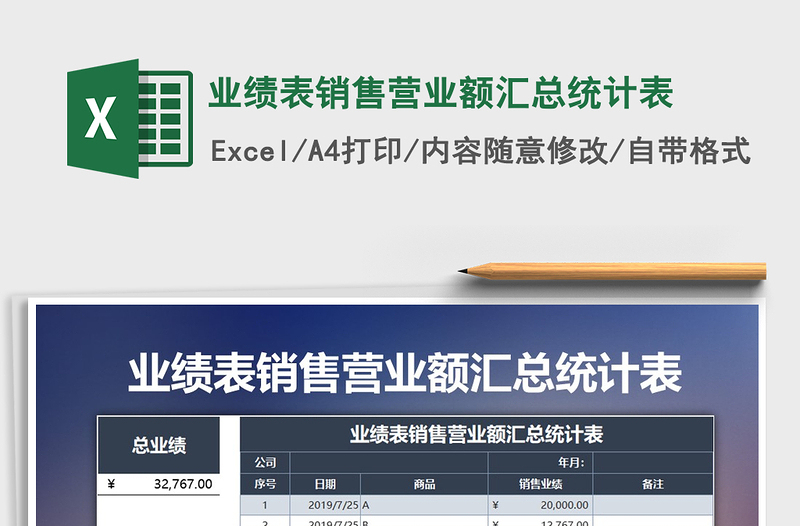 2025年业绩表销售营业额汇总统计表