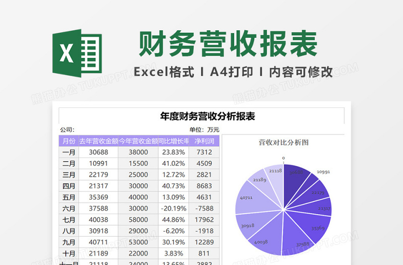 年度财务营收分析报表excel表格下载