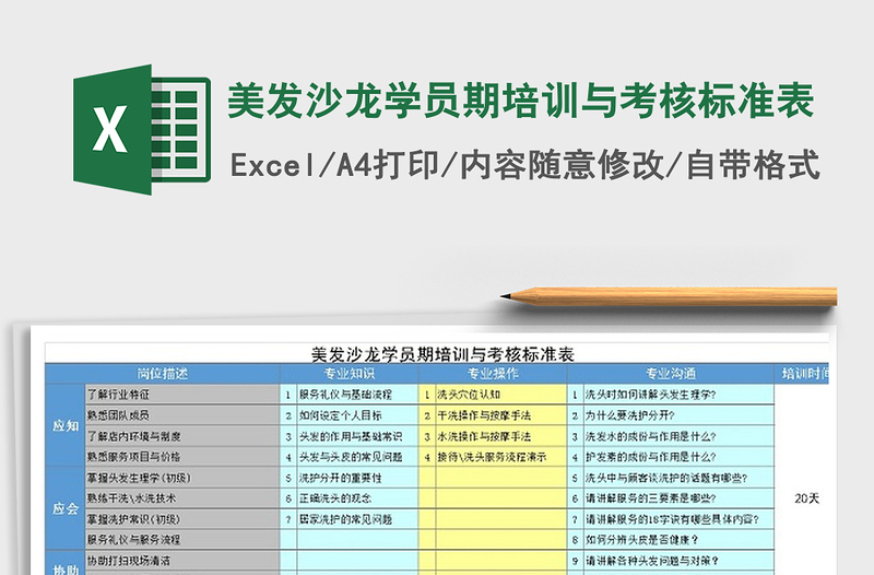 2025年美发沙龙学员期培训与考核标准表