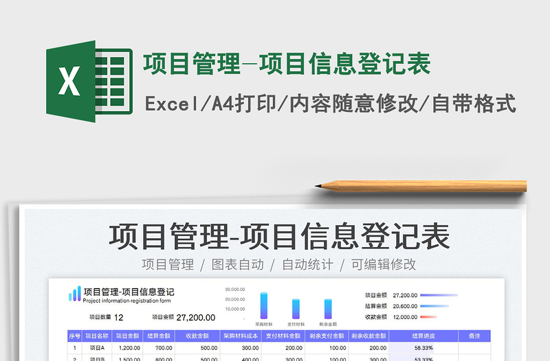 2024项目管理-项目信息登记表exce表格免费下载