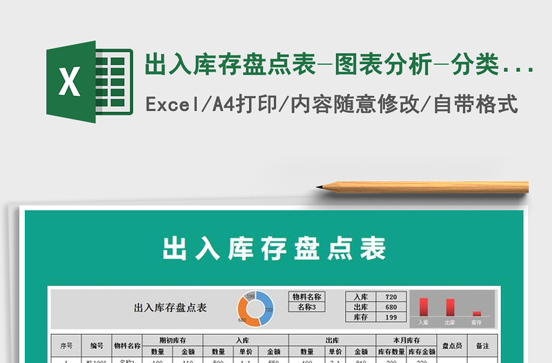 2025年出入库存盘点表-图表分析-分类查