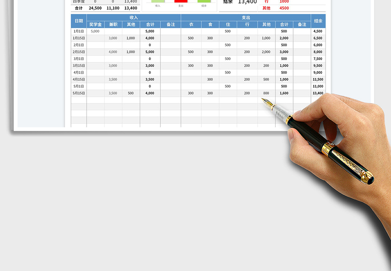 2025学生记账收支明细表免费下载