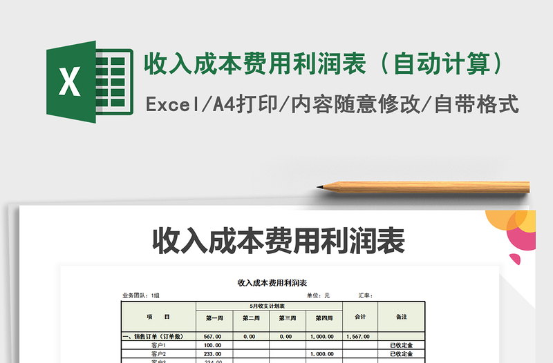 2025年收入成本费用利润表（自动计算）