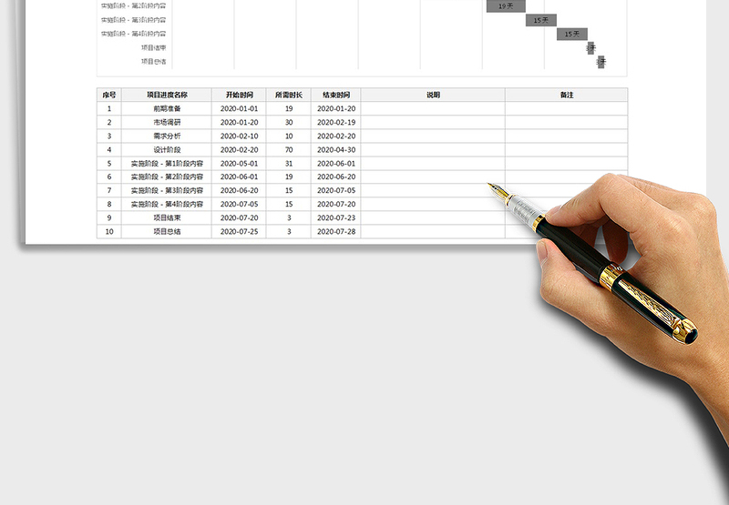 2024项目进度计划甘特图Excel模板excel表格
