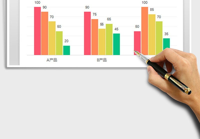 2025年小清新彩色柱形图 财务营销对比分析图表免费下载