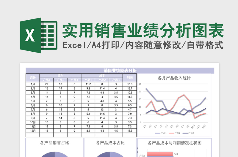 2025实用销售业绩分析图表excel模板