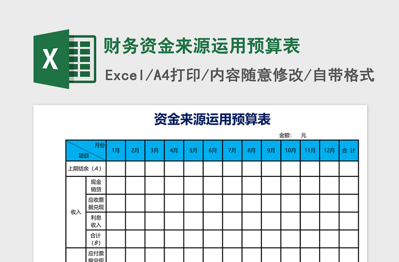 2025财务资金来源运用预算表