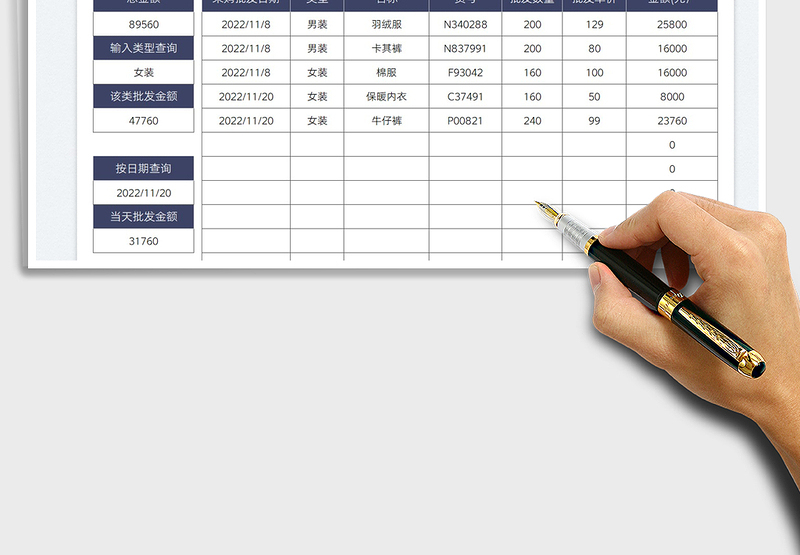 2025服装采购进货表免费下载