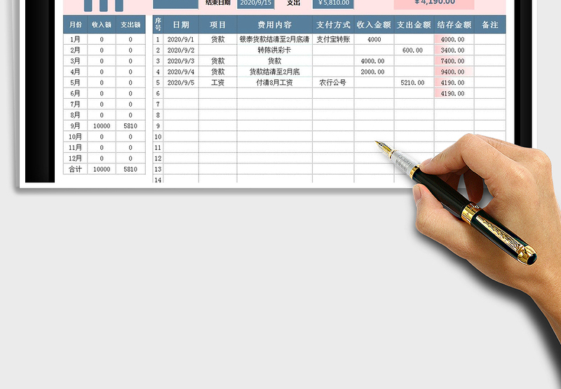 2024年财务收支管理表