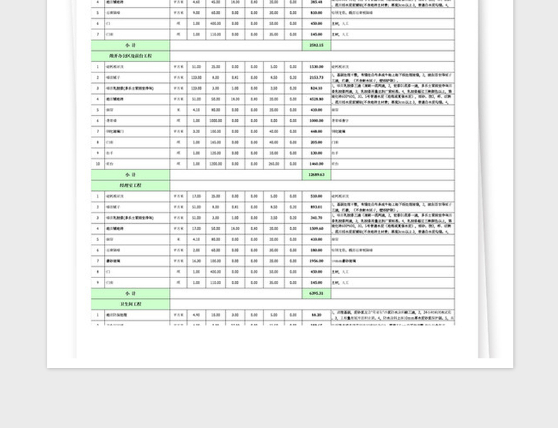 2025年室内装修预算报价单