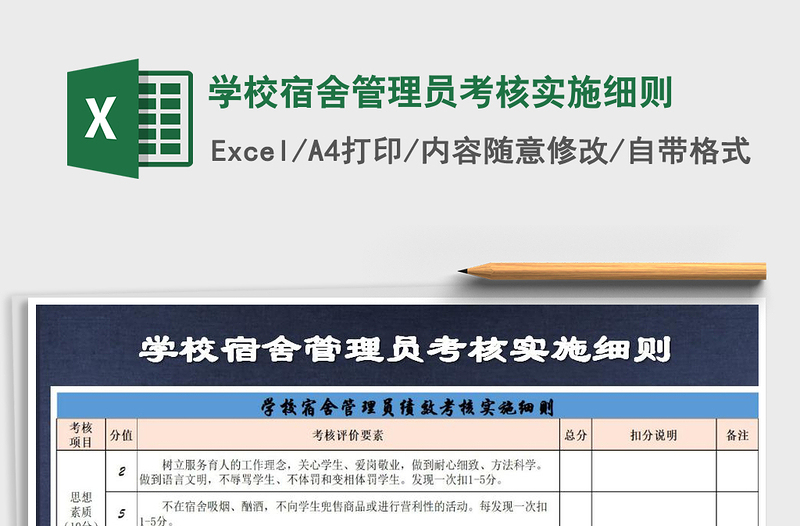 2025年学校宿舍管理员考核实施细则免费下载