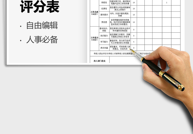 2025绩效考核评分表免费下载