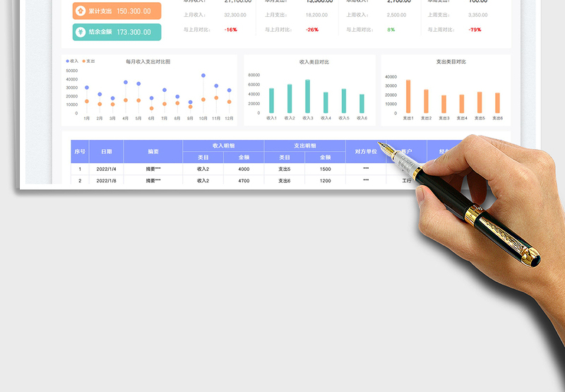 2025出纳收支明细管理表免费下载