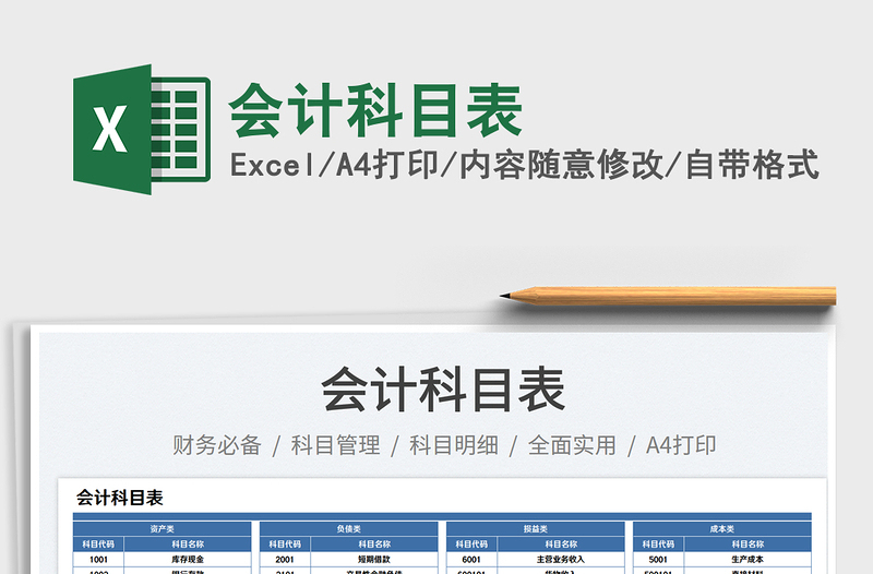 2025会计科目表免费下载