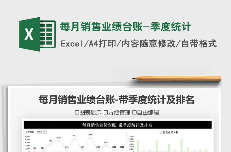2025年每月销售业绩台账-季度统计