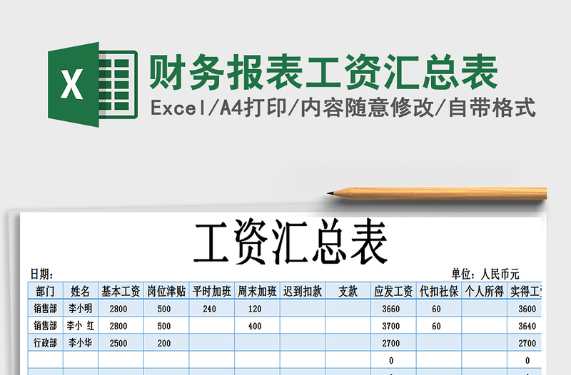 2025年财务报表工资汇总表