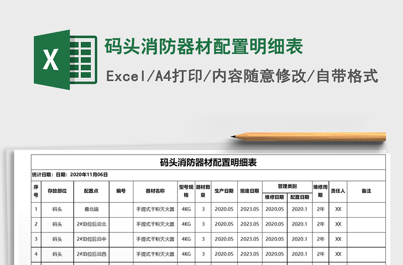 2025年码头消防器材配置明细表