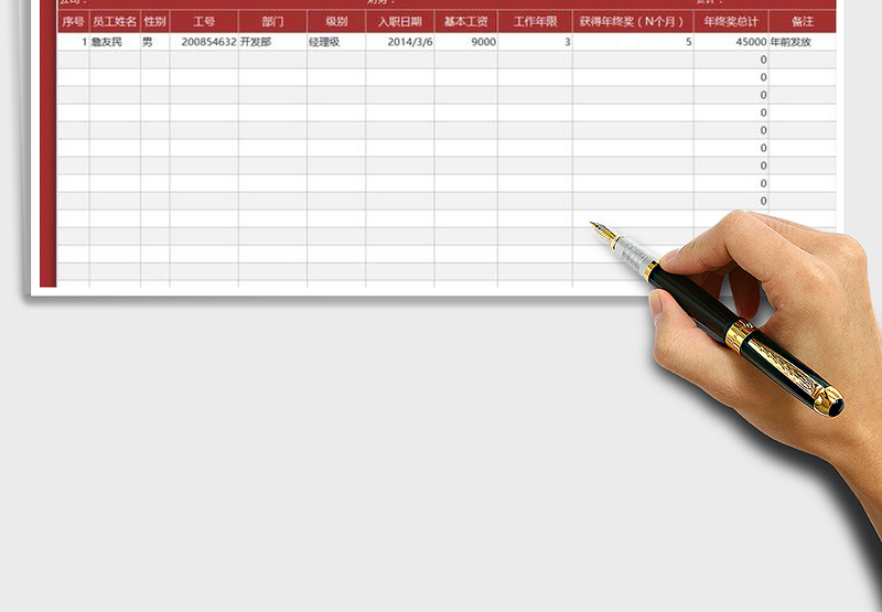 2025年财务报表-员工年终奖领导审核表