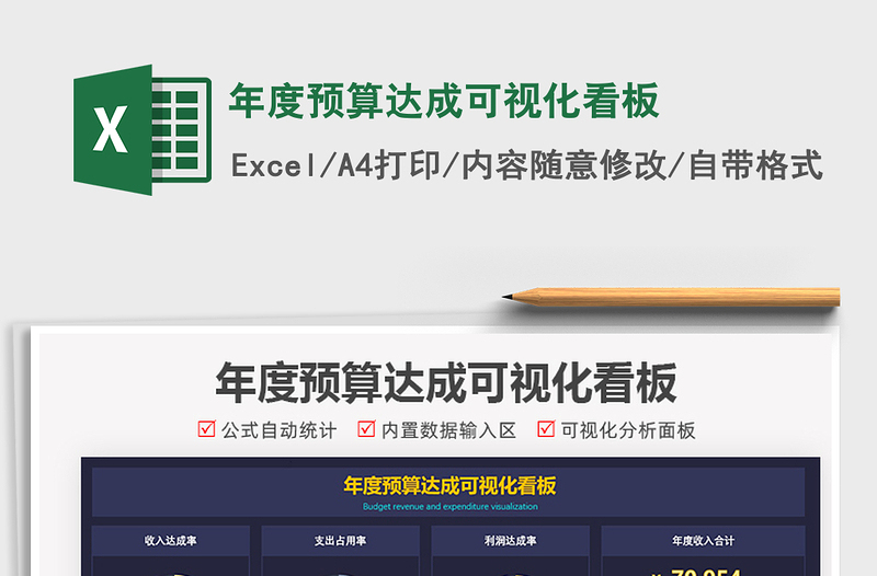 2024年度预算达成可视化看板exce表格