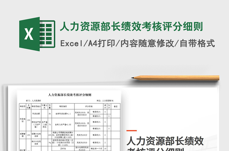 2025年人力资源部长绩效考核评分细则免费下载