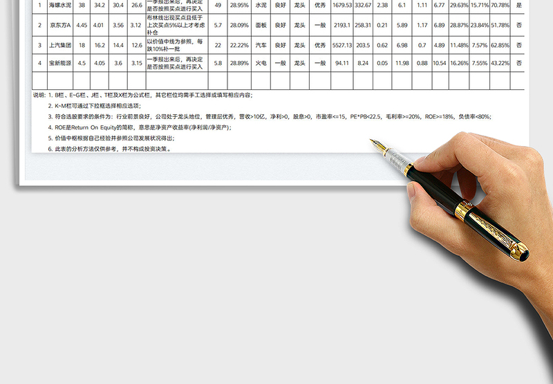 2024股票价值投资分析表exce表格免费下载