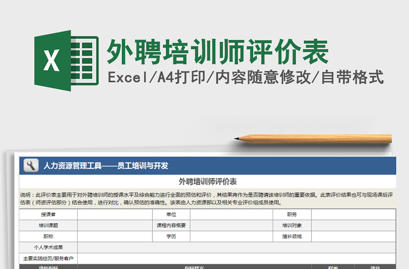 2025年外聘培训师评价表