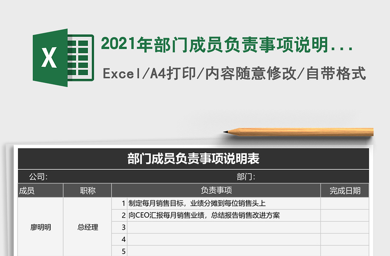 2025年部门成员负责事项说明表