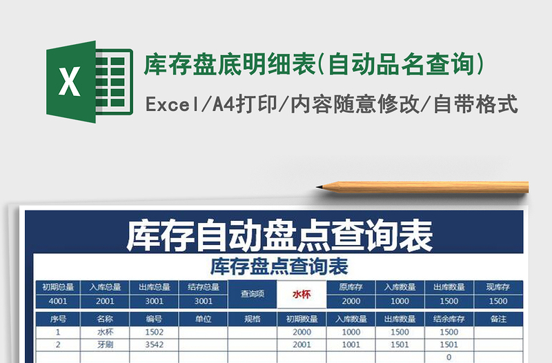 2025年库存盘底明细表(自动品名查询)