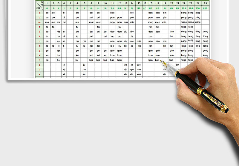 2024小学拼音声母韵母拼读全表excel表格