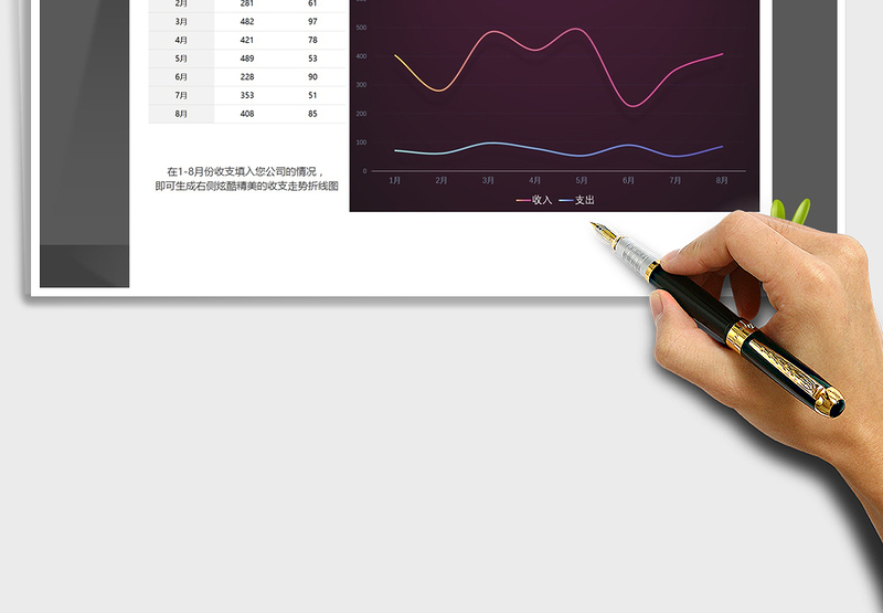 2025年1-8月收入走势图（炫酷精美）