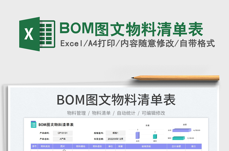 BOM图文物料清单表免费下载