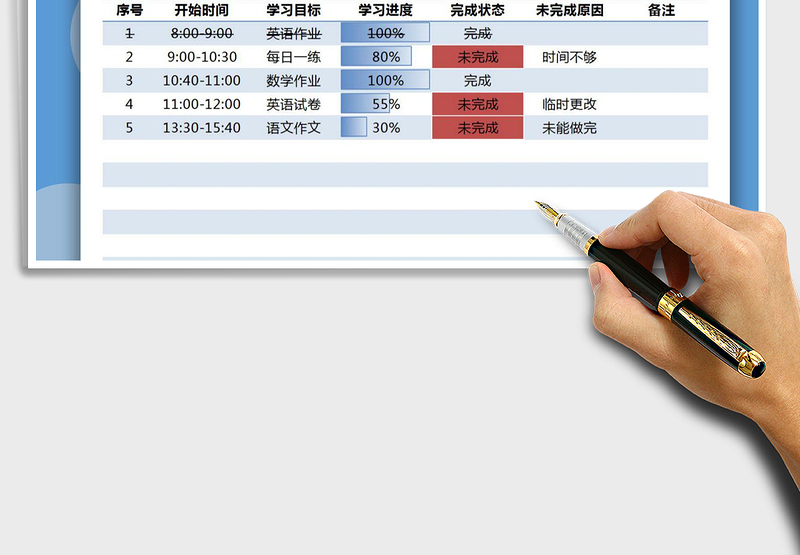 2025年一天学习计划进度表