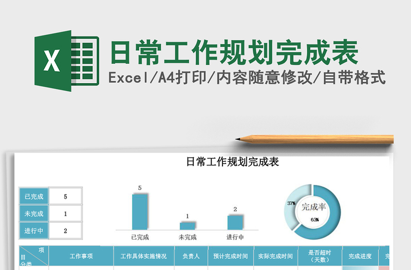 日常工作规划完成表