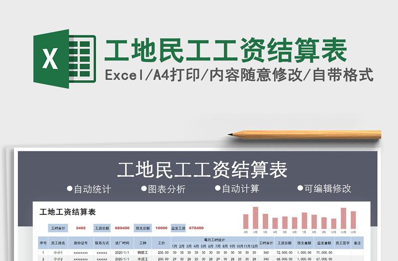 2025年工地民工工资结算表