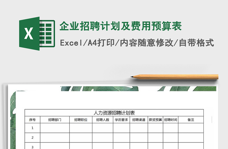 2025年企业招聘计划及费用预算表