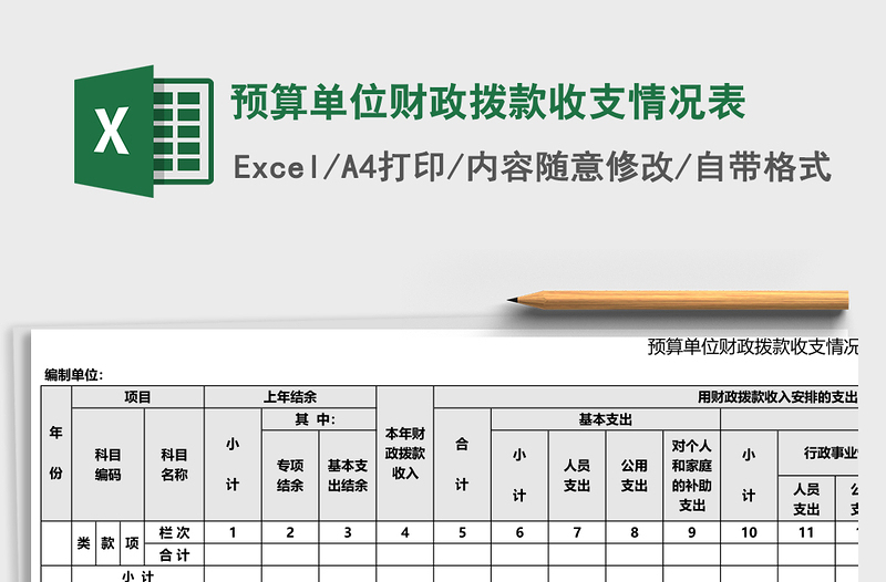 2025预算单位财政拨款收支情况表Excel模板