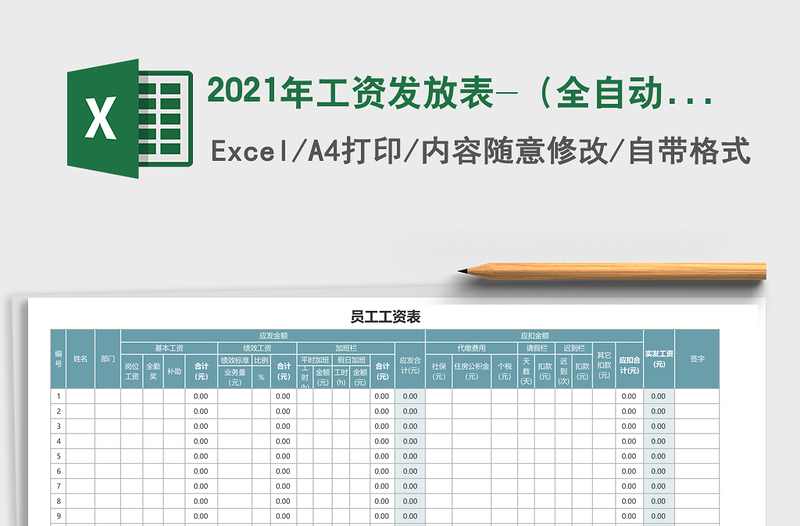 2025年工资发放表-（全自动计算）